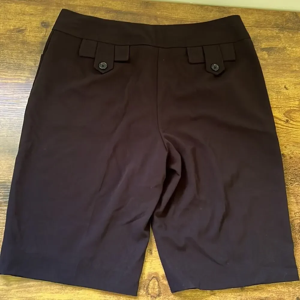 Worthington Petite Black Bermuda Polyester Blend Shorts